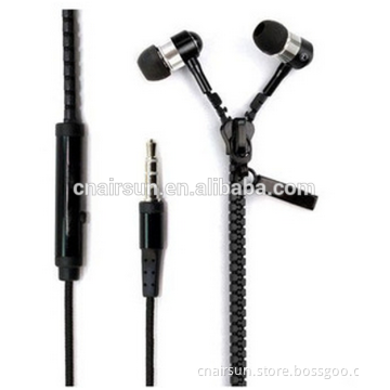 High Quality Zipper Earphone with Mic